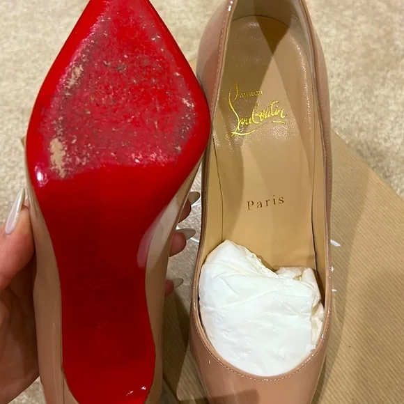 Christian Louboutin, Pigalle 100, Nude, shiny leather - Picture 5 of 17